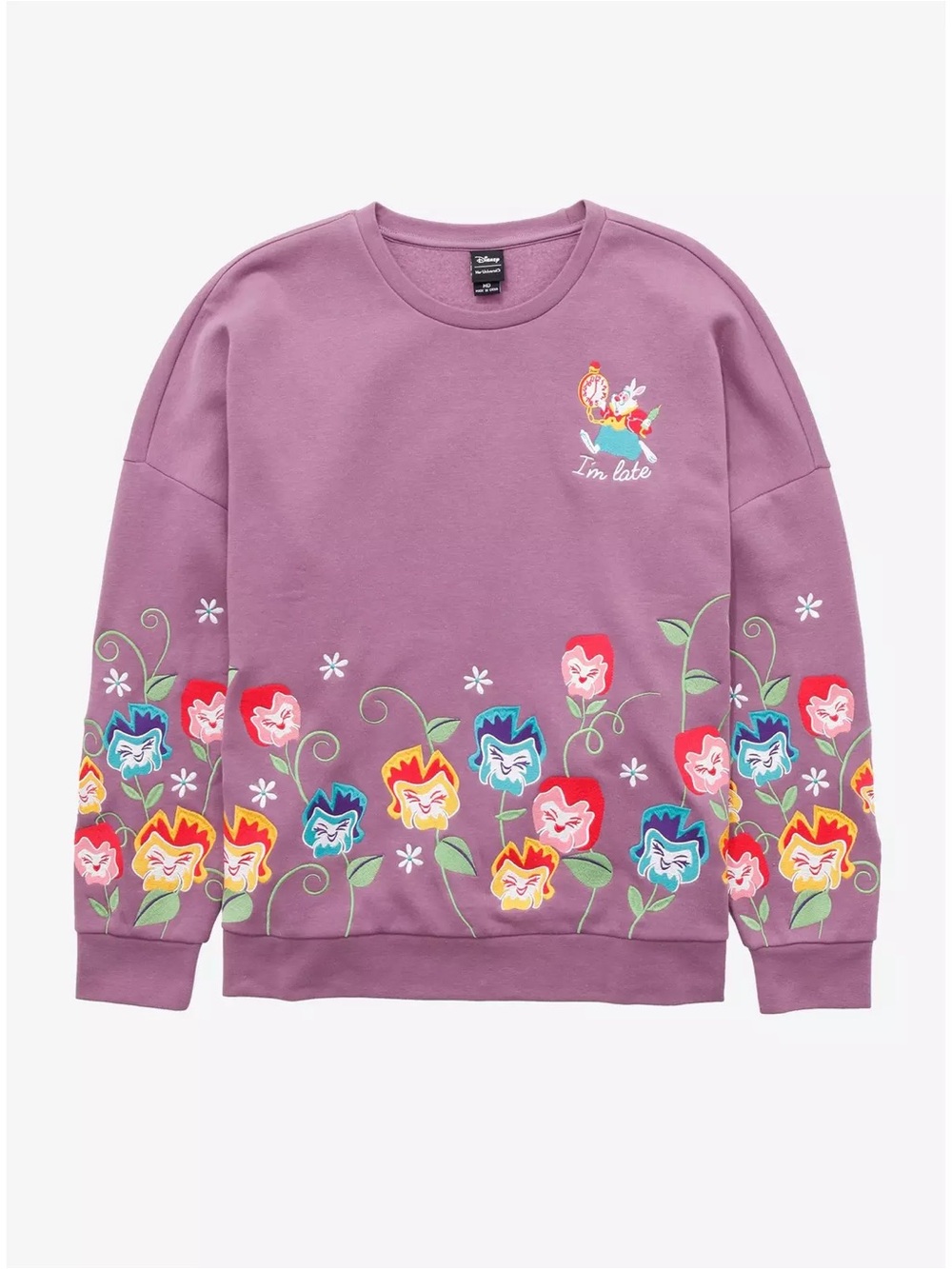 Our Universe Disney Alice in Wonderland I’m Late Flower Crewneck Size Small